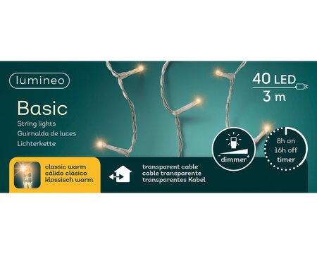 Basic verlichting 40 LED klassiek warm - afbeelding 1