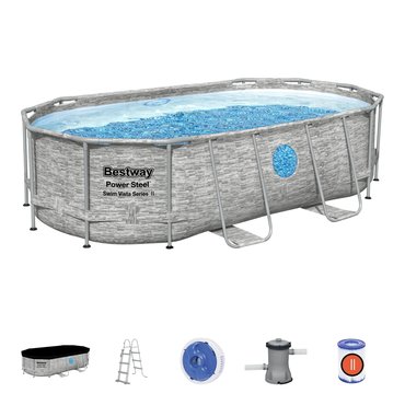 Bestway zwembad power steel set ovaal rotan swim vista - afbeelding 2