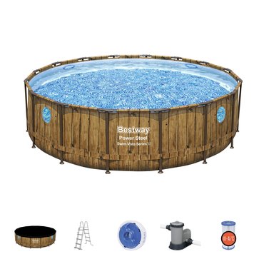 Bestway zwembad power steel set rond rotan swim vista - afbeelding 1
