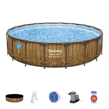 Bestway zwembad power steel set rond rotan swim vista - afbeelding 1