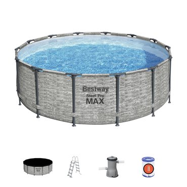 Bestway zwembad steel pro max set rond steenstrip - afbeelding 3