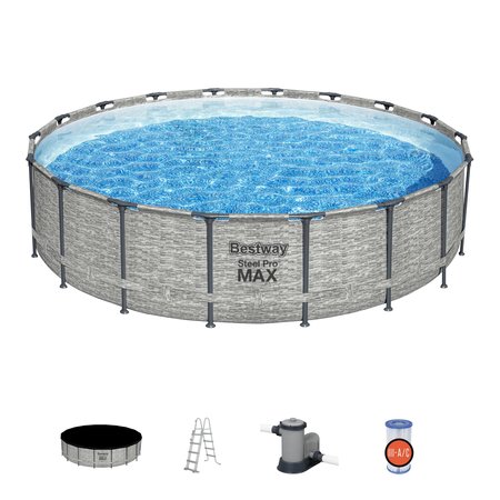 Bestway zwembad steel pro max set rond steenstrip - afbeelding 1