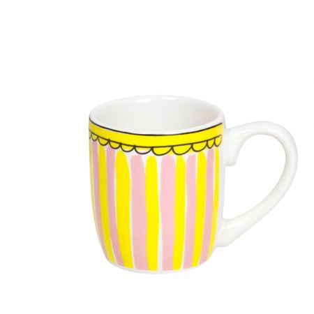 Blond Amsterdam espressomok roze/geel gestreept - afbeelding 1