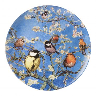 Heinen Delfts Blauw wandbord amandelbloesem vogels XL - afbeelding 1