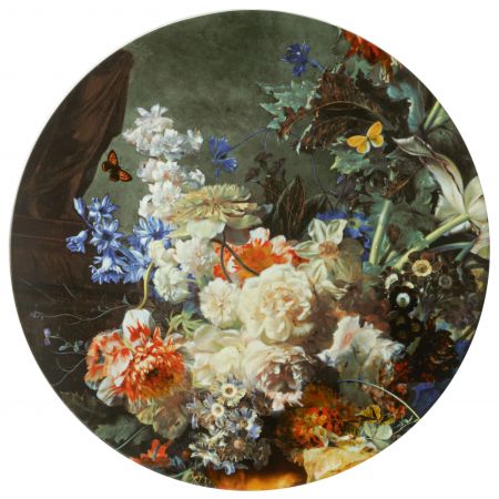 Heinen Delfts Blauw wandbord bloemenpracht XXL - afbeelding 1