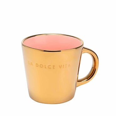 Vondels cappuccino kopje roze/goud "la dolce vita" - afbeelding 1