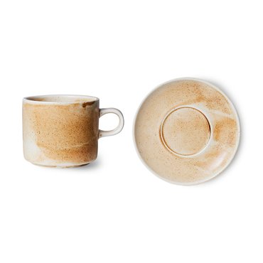 Hkliving Chef ceramics: cup and saucer rustic cream/brown - afbeelding 2