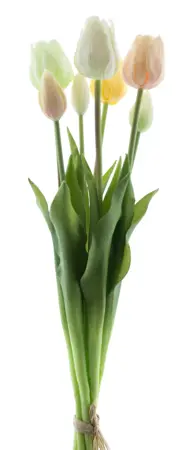 Zijden tulpenbosje 7 stuks - geel/groen