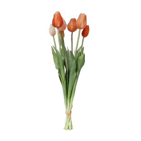 Zijden tulpenbosje 7 stuks - salmon combo