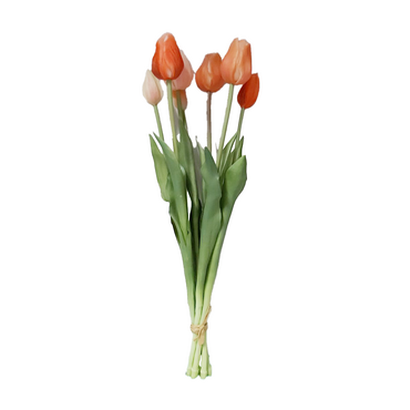 Zijden tulpenbosje 7 stuks - salmon combo