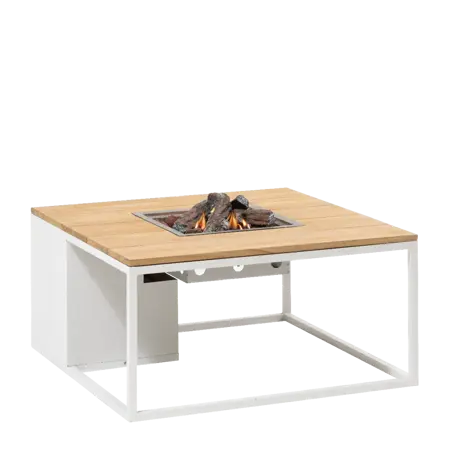 Cosiloft 100 vuurtafel white/teak