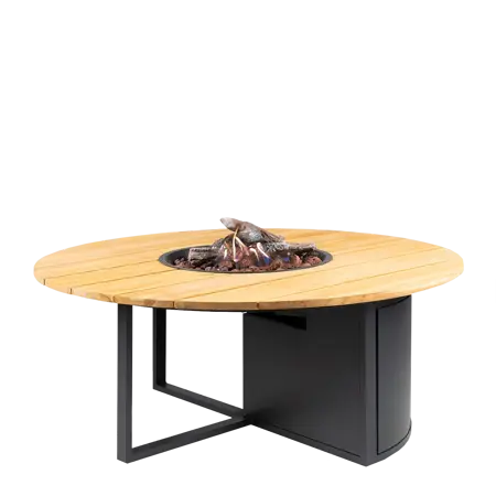 Cosiloft 120 vuurtafel rond black/teak