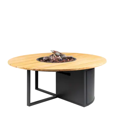 Cosiloft 120 vuurtafel rond black/teak