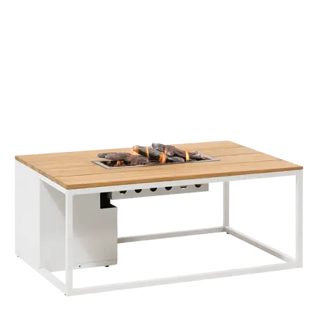 Cosiloft 120 vuurtafel white/teak