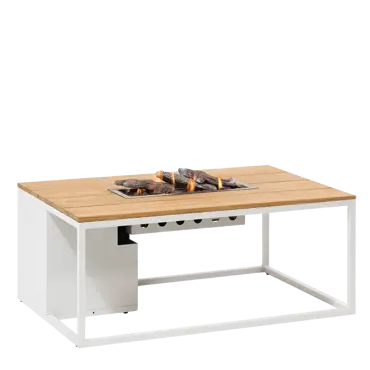 Cosiloft 120 vuurtafel white/teak