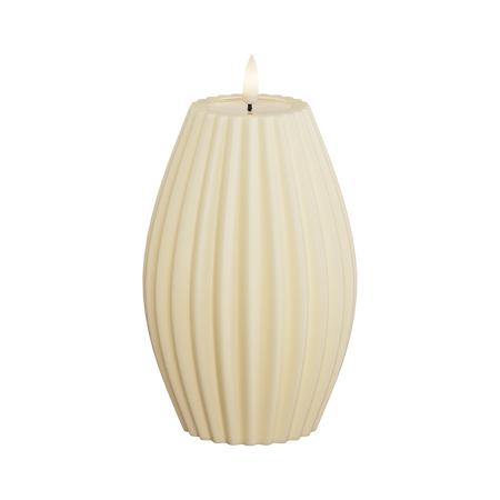 LED kaars gestreept crème 10x15 cm