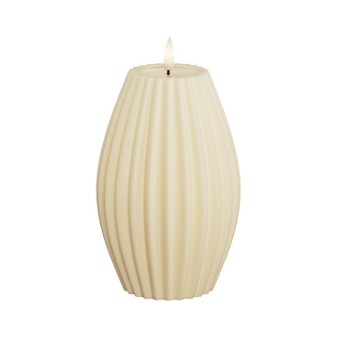 LED kaars gestreept crème 10x15 cm