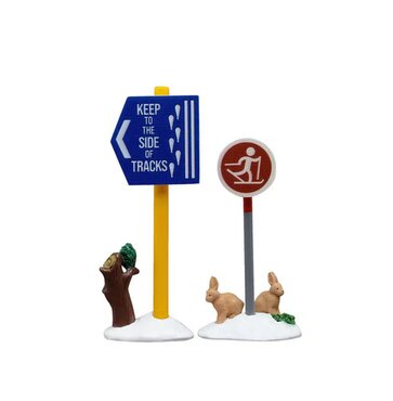 Lemax cross country ski sign, set of 2