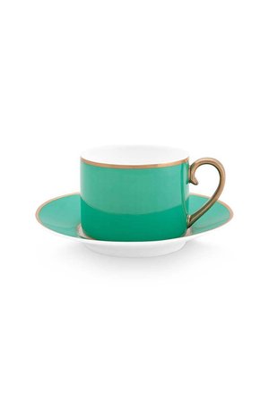 Pip Studio Pip Chique cappuccino kop en schotel groen - afbeelding 1