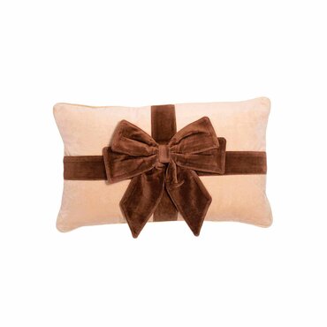 Vondels kussentje beige met strik - afbeelding 2