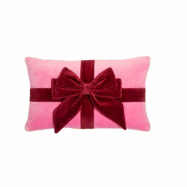 Vondels kussentje roze met strik - afbeelding 2