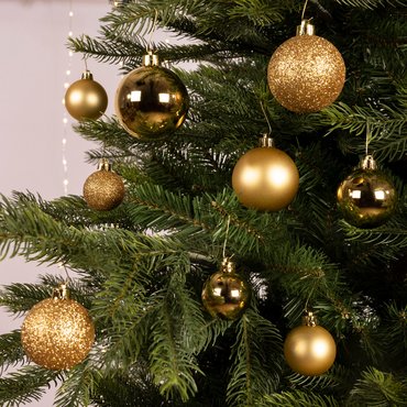 Decoris kerstballen gemixt kunststof Ø6 cm licht goud - afbeelding 2