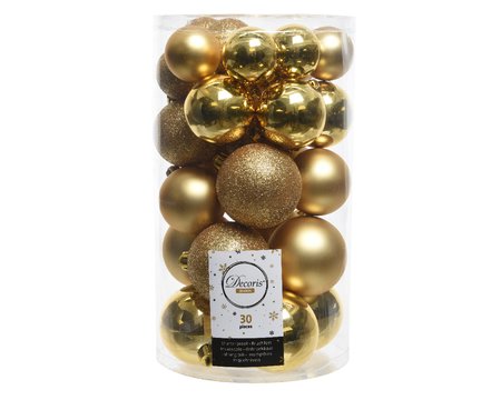 Decoris kerstballen gemixt kunststof Ø6 cm licht goud - afbeelding 1