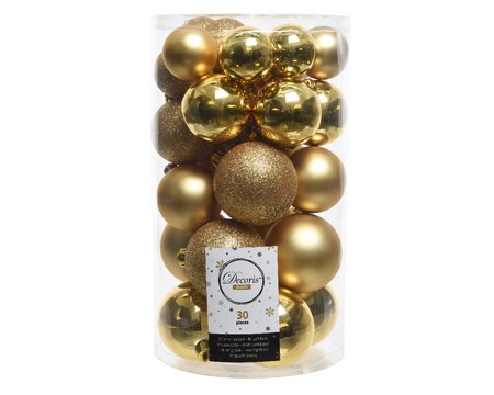 Decoris kerstballen gemixt kunststof Ø6 cm licht goud - afbeelding 1