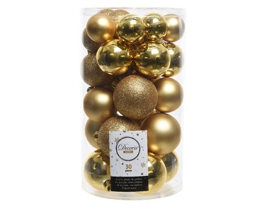 Decoris kerstballen gemixt kunststof Ø6 cm licht goud - afbeelding 2