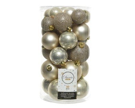 Decoris kerstballen gemixt kunststof Ø6 cm parelmoer - afbeelding 1