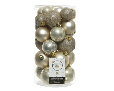 Decoris kerstballen gemixt kunststof Ø6 cm parelmoer - afbeelding 1