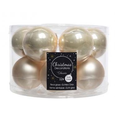 Decoris kerstballen glas Ø5 cm parel