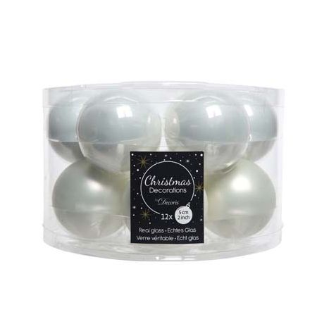 Decoris kerstballen glas Ø5 cm winterwit