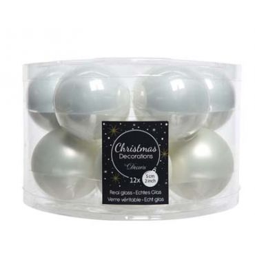 Decoris kerstballen glas Ø5 cm winterwit