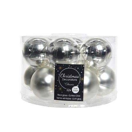 Decoris kerstballen glas Ø5 cm zilver