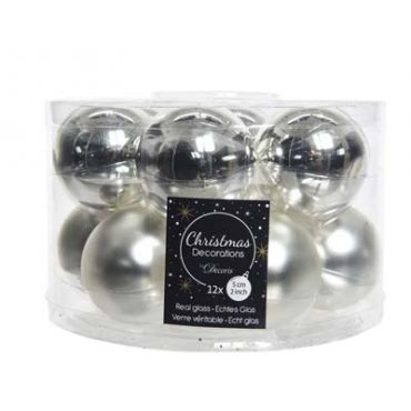 Decoris kerstballen glas Ø5 cm zilver