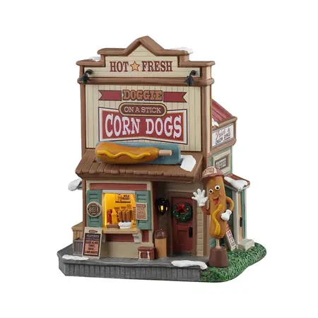 Lemax doggie on a stick corn dogs