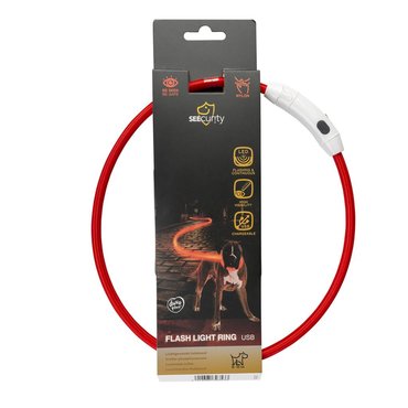 Duvo+ lichtgevende halsband nylon 65 cm rood