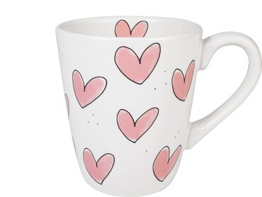 Blond Amsterdam mok roze hartjes