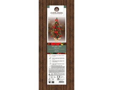 Everlands mini kunstkerstboom met versiering en verlichting - rood - afbeelding 2