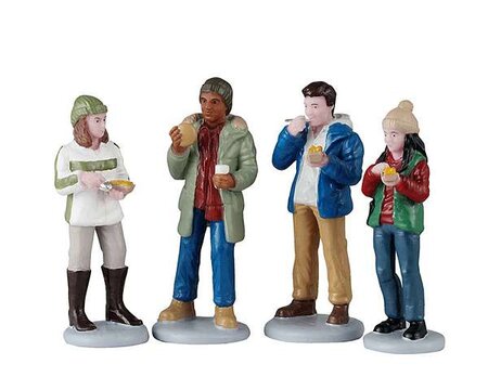 Lemax food truck patrons, set van 4
