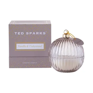 Ted Sparks geurkaars in kerstbal Vanilla & Cedarwood - afbeelding 1