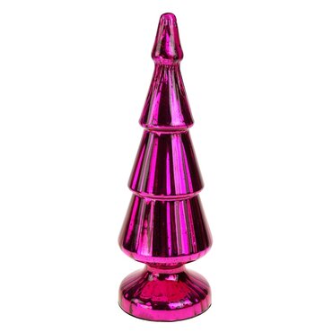 Kerstfiguur kerstboom glanzend magenta M