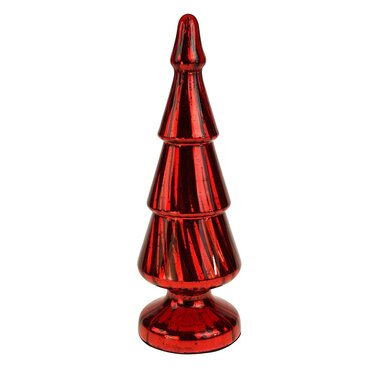 Kerstfiguur kerstboom glanzend rood M