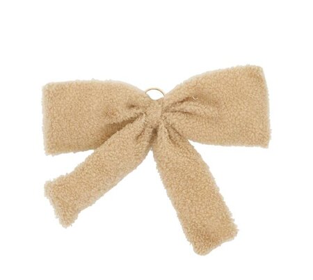 Kerst strik teddy beige 25x21 cm