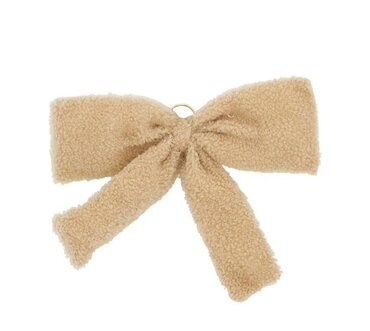 Kerst strik teddy beige 25x21 cm