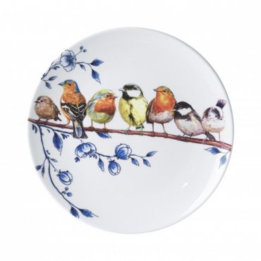 Heinen Delfts Blauw bord bosvogels - afbeelding 1