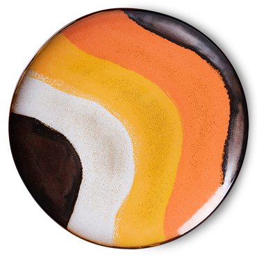 HKliving 70s ceramics: dinner plate retro wave - afbeelding 1