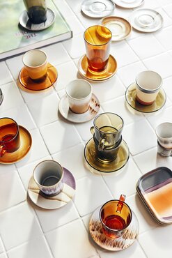 HKliving 70s glassware: coffee cup amber brown - afbeelding 4