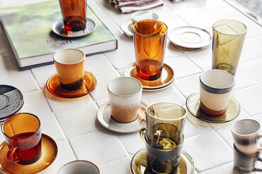 HKliving 70s glassware: coffee cup mud brown - afbeelding 4